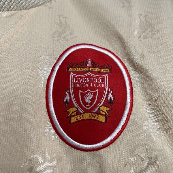 1996-1997 Liverpool Retro Yellow Away Short Sleeve Jersey Personalized PL UCL Patch