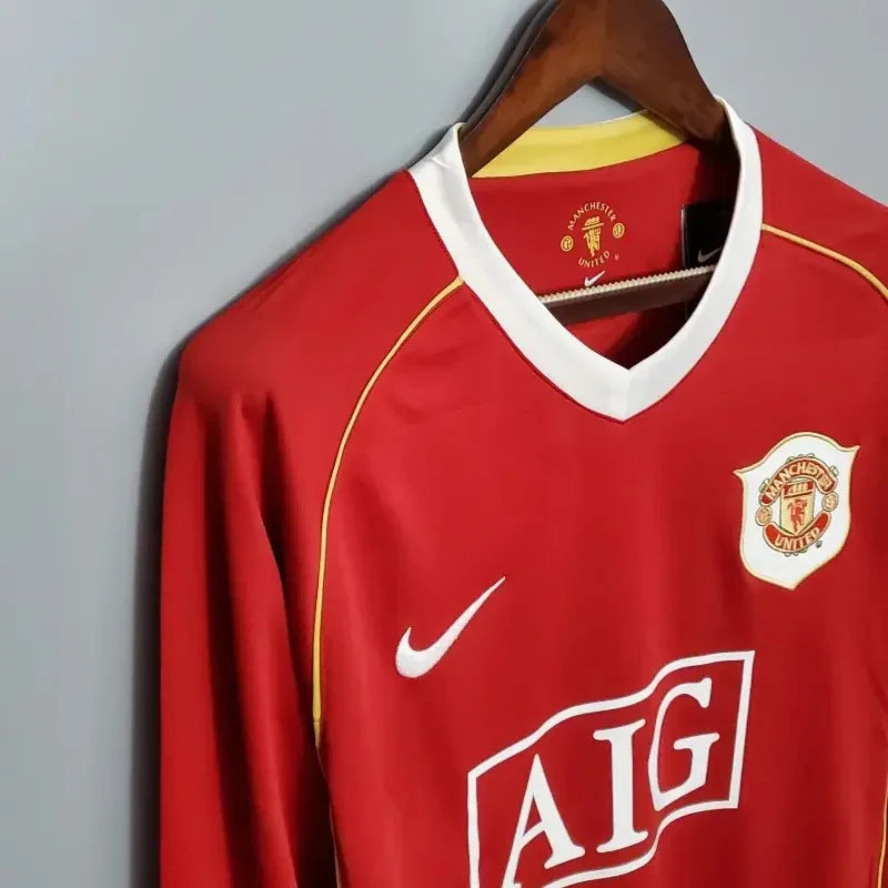 Manchester United 2006-2007 Retro Home Long Sleeve Jersey #7 Ronaldo Personalized PL Rare
