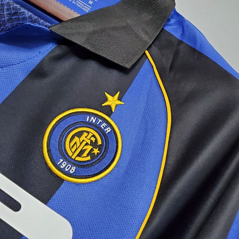 Inter Milan 2001-2002 Retro Home Short Sleeve Jersey Personalized Serie A UEFA Cup Patch Rare