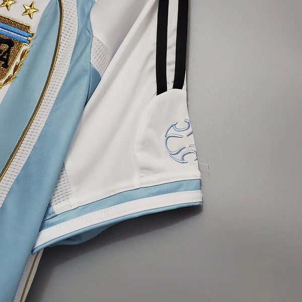 Argentina 2006 World Cup Home Retro Short Sleeve Jersey #19 Young Messi Personalized S-2XL