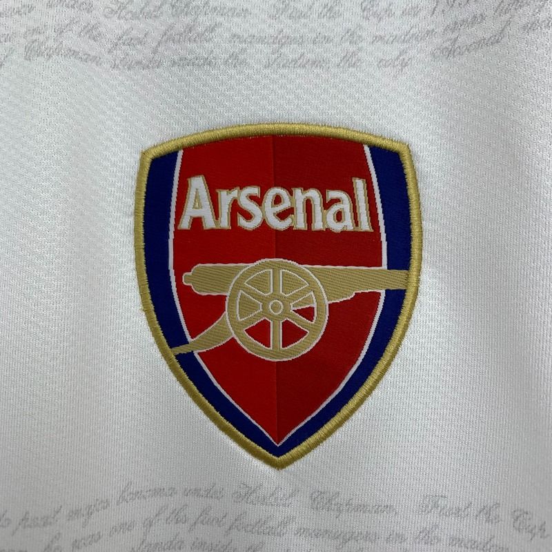 Arsenal FC 2007-2008 Retro Away Jersey | Emmanuel Adebayor #25 Men's Soccer Shirt - Short Sleeve White Edition with Optional Premier League Patches