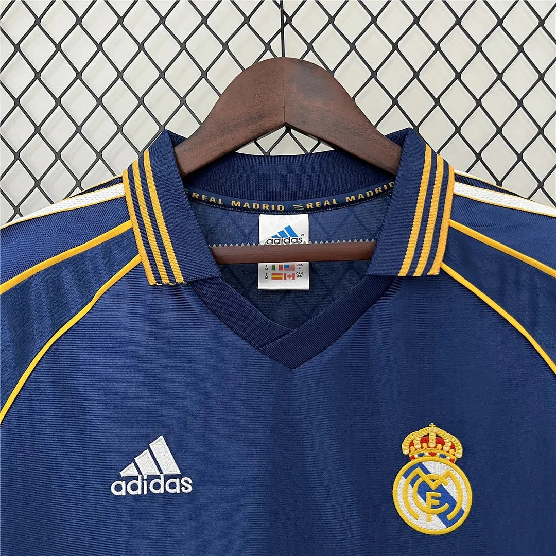 1998/00 Real Madrid Retro Away Navy Blue Jersey UCL & La Liga Patch Personalized