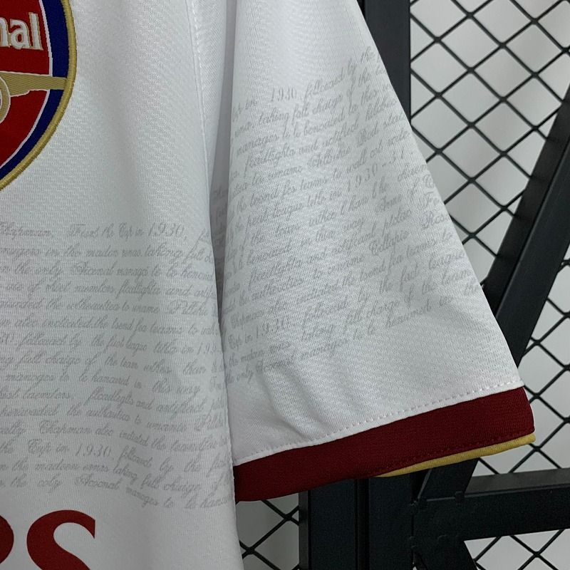 Arsenal FC 2007-2008 Retro Away Jersey | Emmanuel Adebayor #25 Men's Soccer Shirt - Short Sleeve White Edition with Optional Premier League Patches