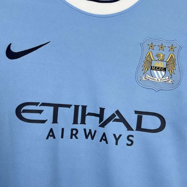 Manchester City 2013-2014 Retro Home Short Sleeve Jersey #32 Tevez Premier League Patch Personalized Rare