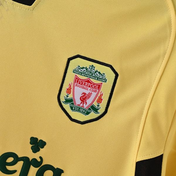 2004-2005 Liverpool Retro Yellow Away Short Sleeve Jersey Personalized PL UCL Patch