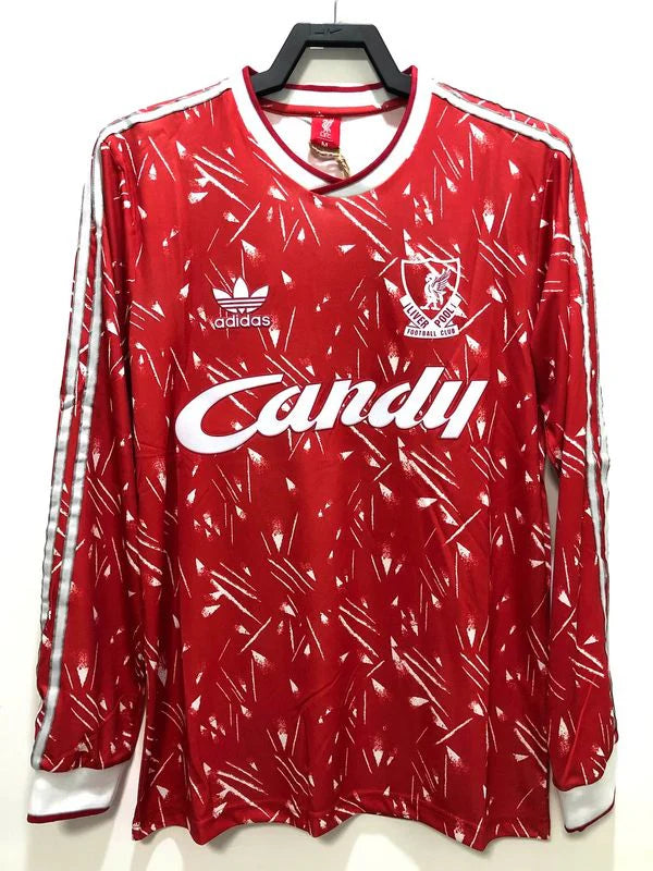 1989-1991 Liverpool Retro Red Home Long Sleeve Jersey Classic Kit