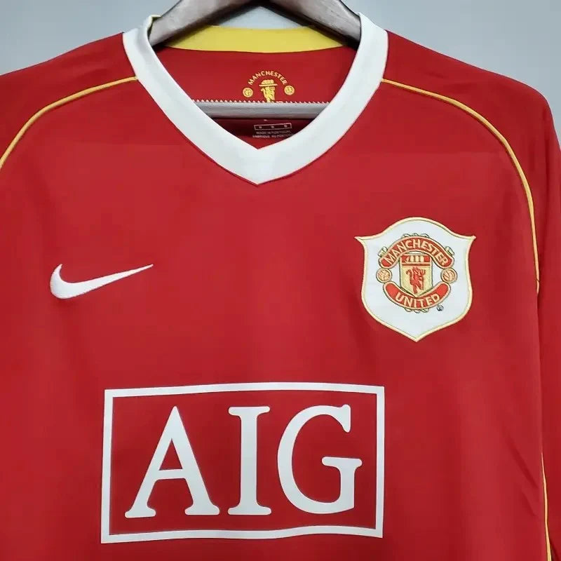 Manchester United 2006-2007 Retro Home Long Sleeve Jersey #7 Ronaldo Personalized PL Rare