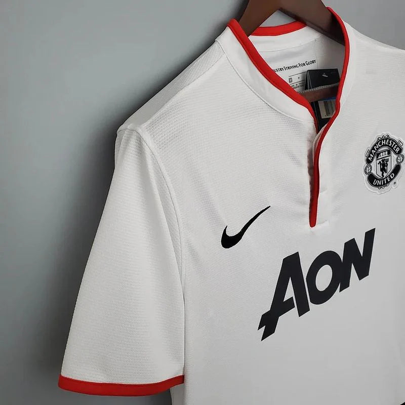 Manchester United 2013-2014 Retro White Away Short Sleeve Jersey #10 Rooney Personalized PL Rare