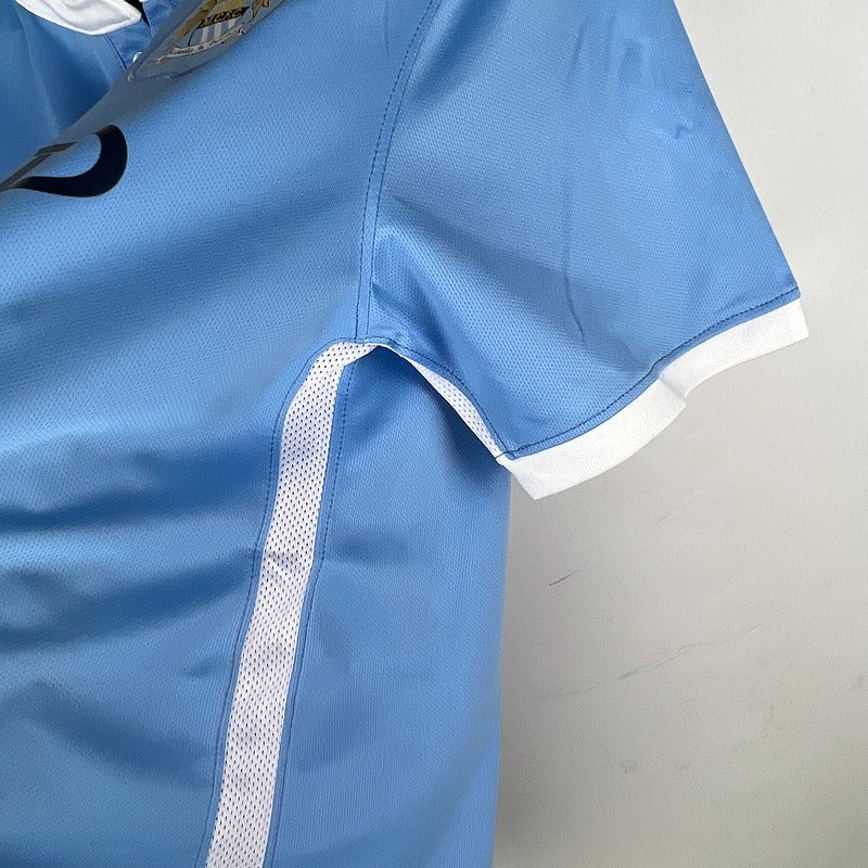 Manchester City 2015-2016 Retro Home Short Sleeve Jersey #10 Aguero UCL Patch Personalized Rare