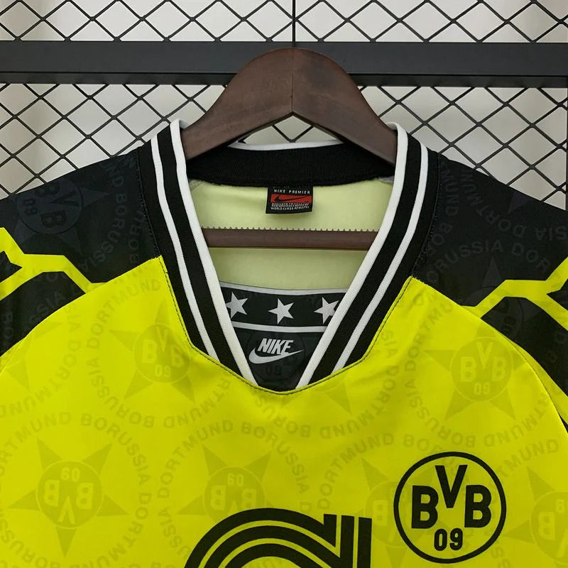Borussia Dortmund 1994-1995 Retro Yellow Home Short Sleeve Jersey Personalized Rare Collector