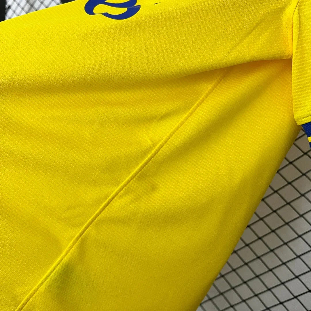 Arsenal FC 2013-2014 Retro Away Jersey | Custom Name & Number Men's Soccer Shirt - Short Sleeve Yellow & Blue Edition with Optional UCL or Premier League Patches