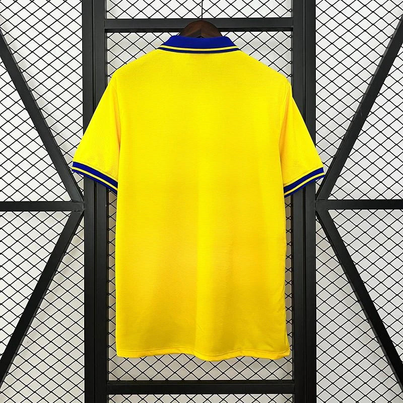 Arsenal FC 2013-2014 Retro Away Jersey | Custom Name & Number Men's Soccer Shirt - Short Sleeve Yellow & Blue Edition with Optional UCL or Premier League Patches