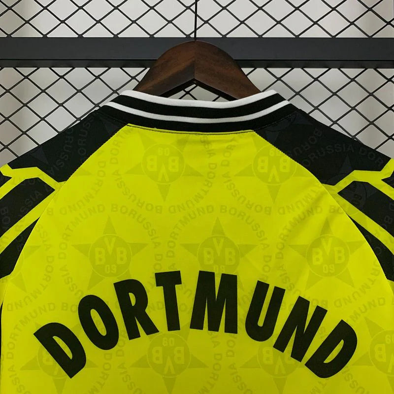 Borussia Dortmund 1994-1995 Retro Yellow Home Short Sleeve Jersey Personalized Rare Collector