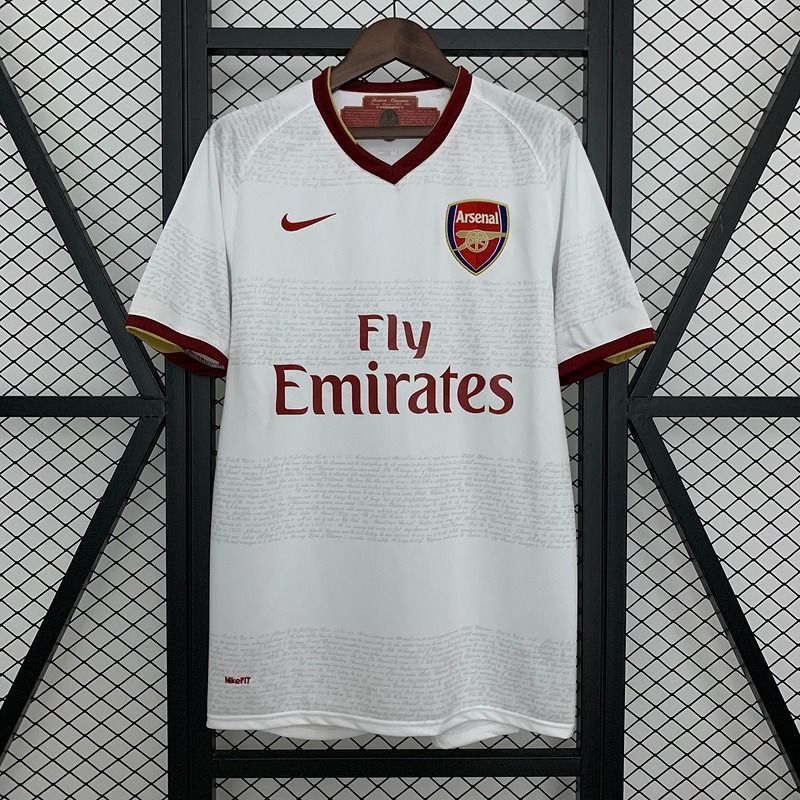 Arsenal FC 2007-2008 Retro Away Jersey | Emmanuel Adebayor #25 Men's Soccer Shirt - Short Sleeve White Edition with Optional Premier League Patches