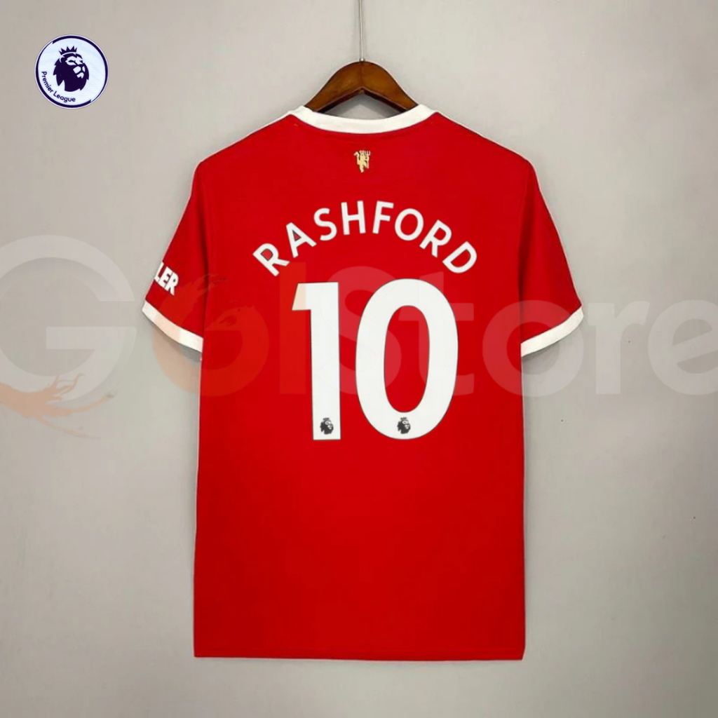 Manchester United 2021-2022 Retro Home Short Sleeve Jersey #10 Rashford Personalized PL Patch Rare