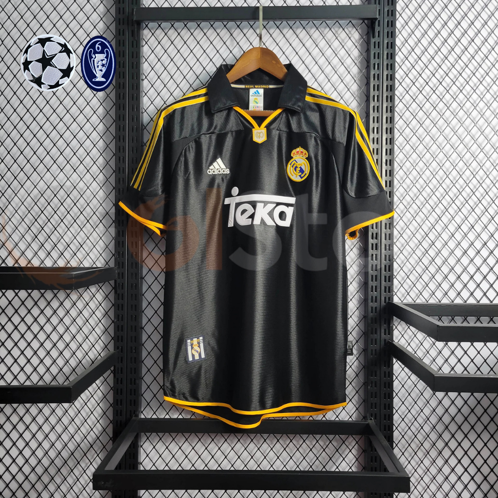 1998/99 Real Madrid Retro Away Black Jersey #7 Raul UCL Personalized