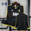 1998/99 Real Madrid Retro Away Black Jersey Long Sleeve UCL Personalized