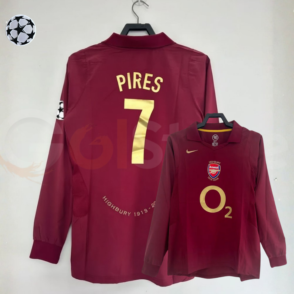 Arsenal 2005-06 Retro Home Long Sleeve Jersey | #7 Robert Pires | UCL