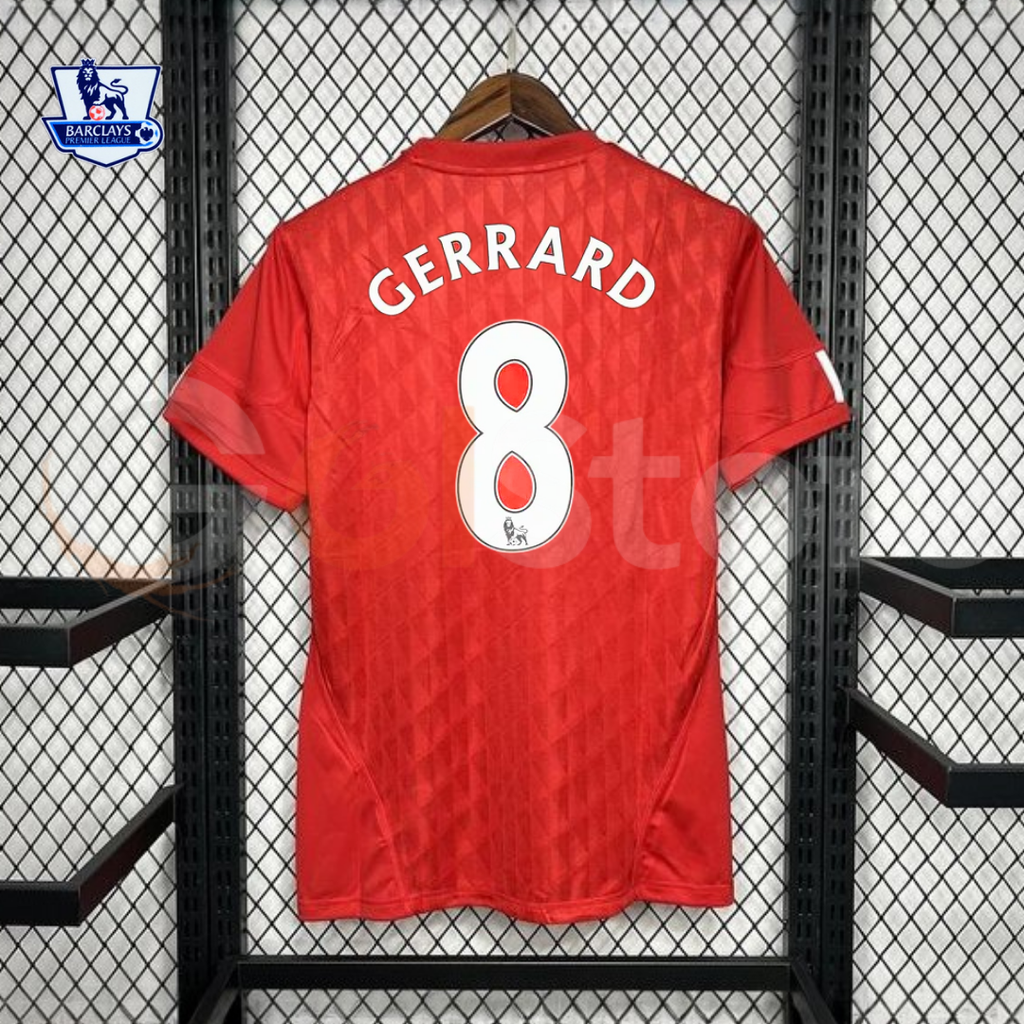 2010-2011 Liverpool Retro Red Home Short Sleeve Jersey #8 Gerrard Personalized PL Patch