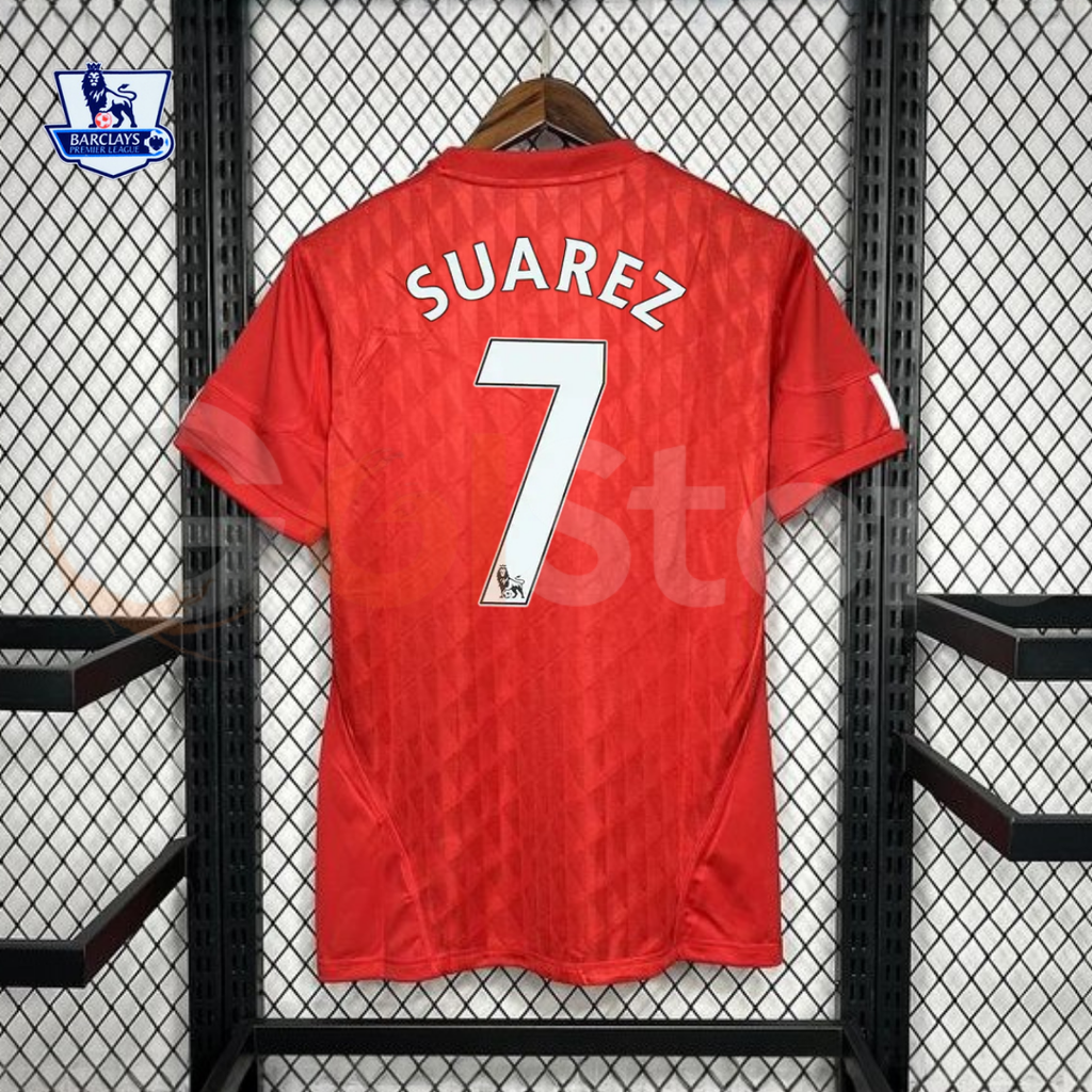 2010-2011 Liverpool Retro Red Home Short Sleeve Jersey #7 Suarez Personalized PL Patch