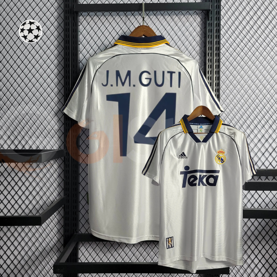 1998/00 Real Madrid Retro Home Jersey #14 Guti UCL Personalized