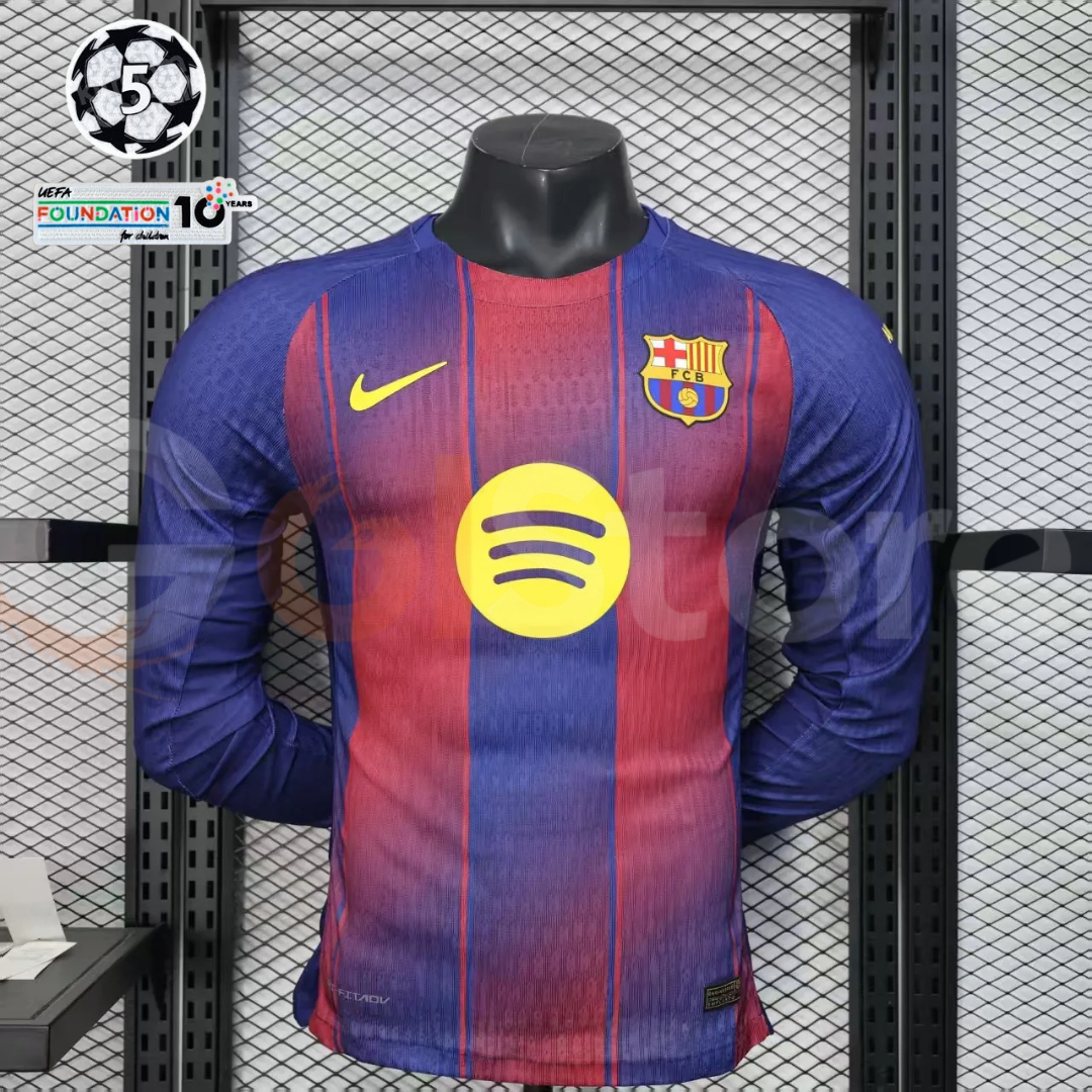 FC Barcelona 2025-26 Home Professional Long Sleeve Jersey | #9 Robert Lewandowski | UCL