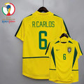 Brazil 2002 World Cup Retro Home Short Sleeve Jersey #6 Roberto Carlos WC Patch Personalized Rare