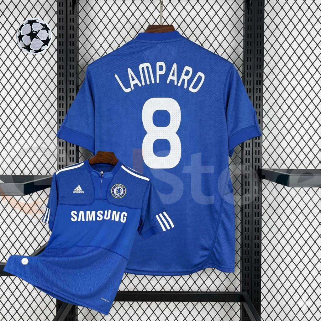 Chelsea FC 2009-2010 Retro Home Short Sleeve Jersey #8 Lampard UCL Patch Personalized Rare