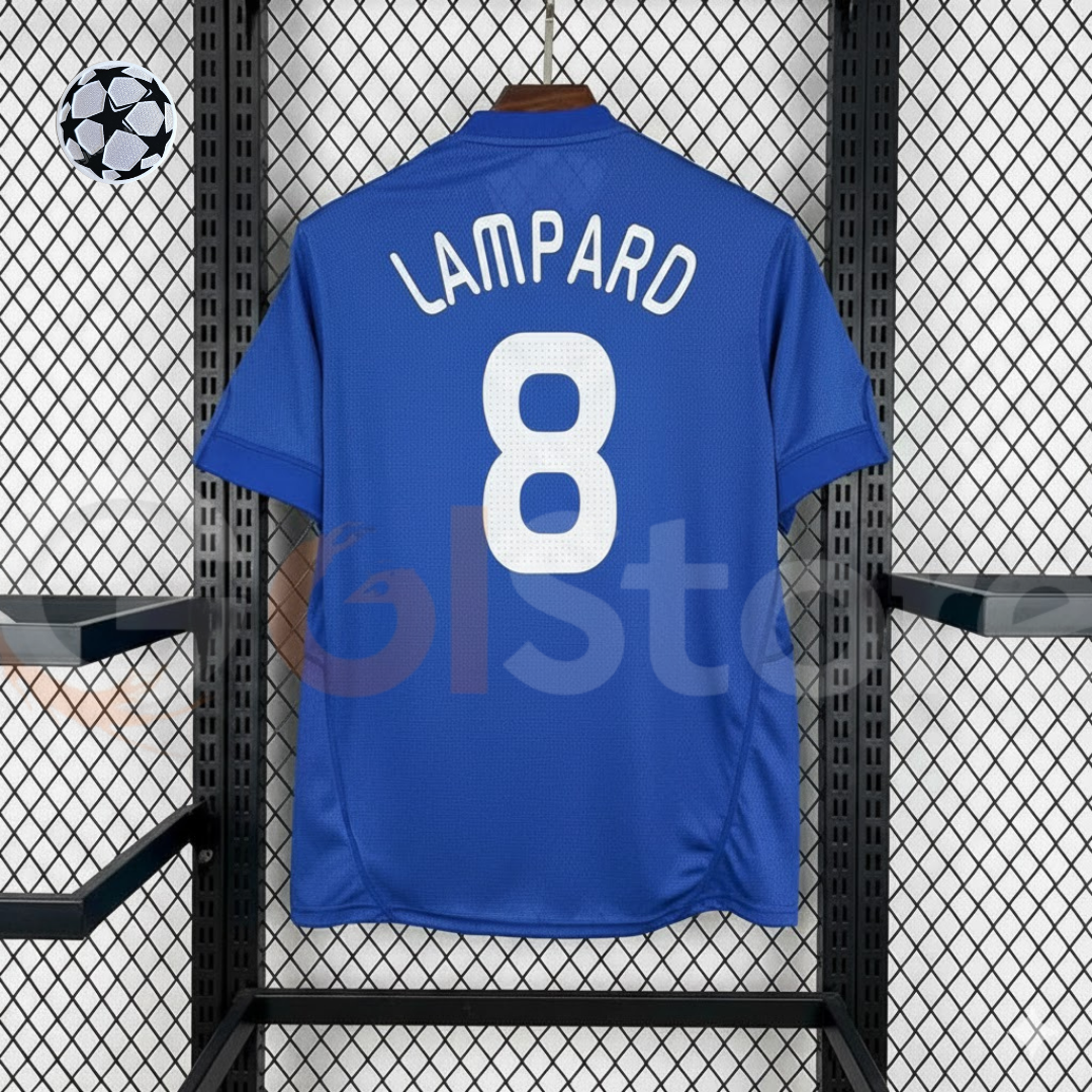 Chelsea FC 2009-2010 Retro Home Short Sleeve Jersey #8 Lampard UCL Patch Personalized Rare