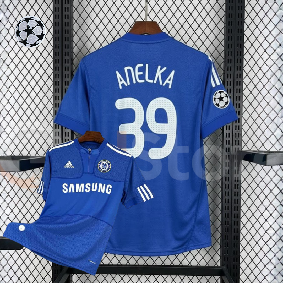 Chelsea FC 2009-2010 Retro Home Short Sleeve Jersey #39 Anelka UCL Patch Personalized Rare