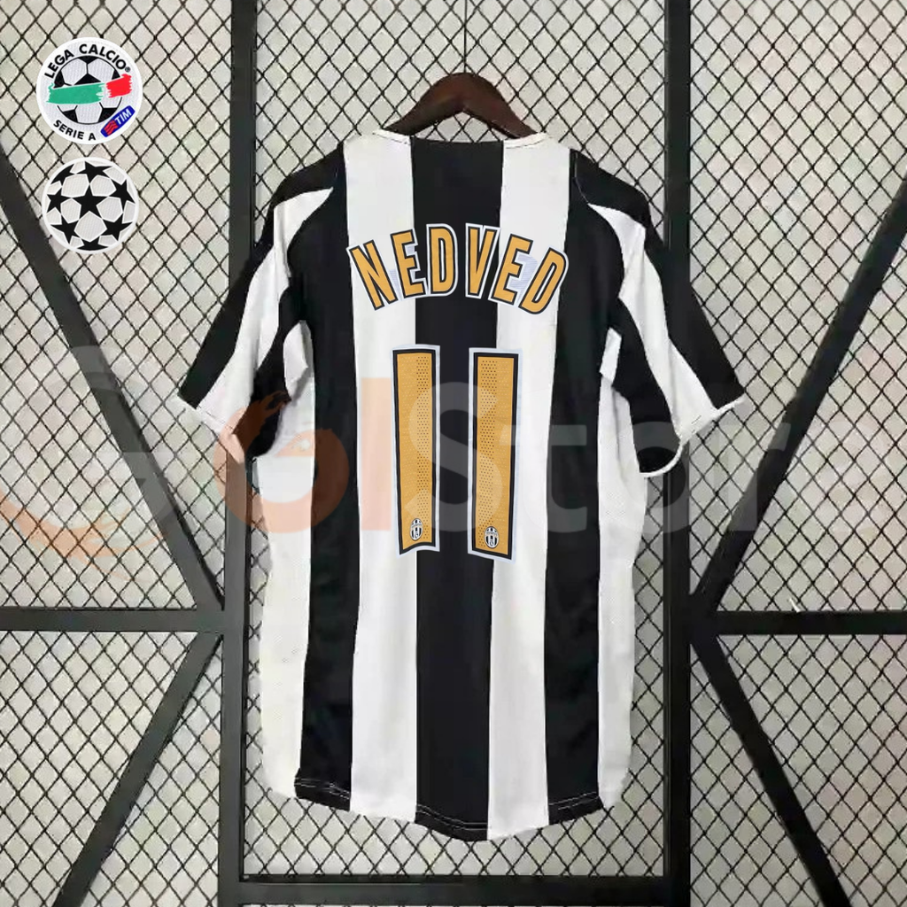 Juventus 2004-2005 Retro Home Short Sleeve Jersey #11 Nedved Personalized Serie A UCL Patch Rare