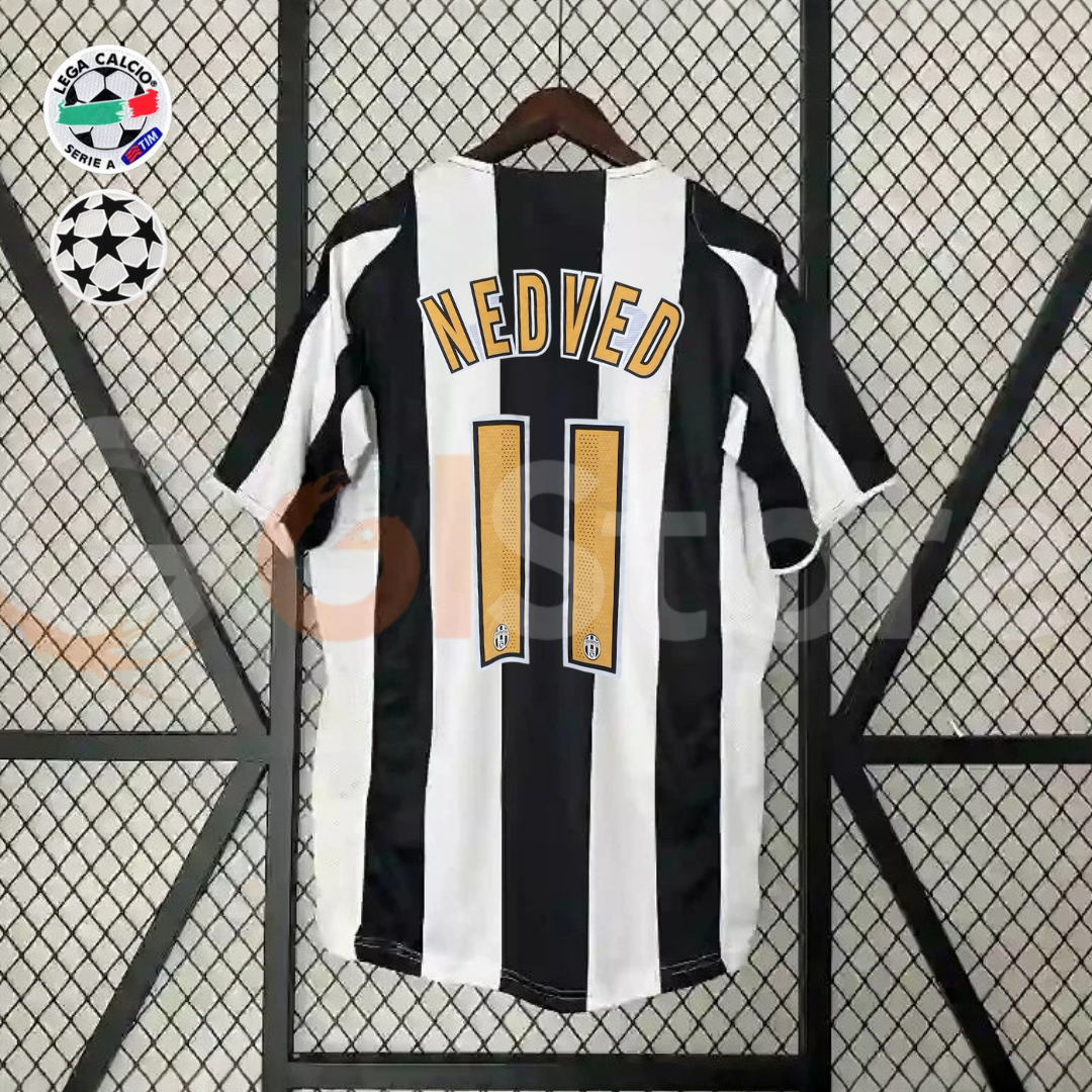 Juventus 2004-2005 Retro Home Short Sleeve Jersey #11 Nedved Personalized Serie A UCL Patch Rare