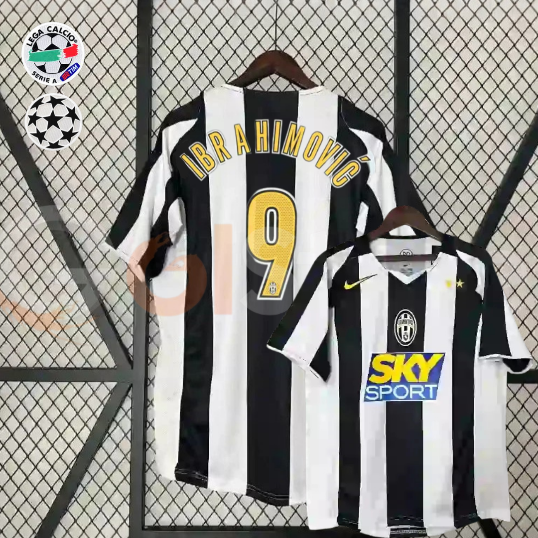 Juventus 2004-2005 Retro Home Short Sleeve Jersey #9 Ibrahimovic Personalized Serie A UCL Patch Rare