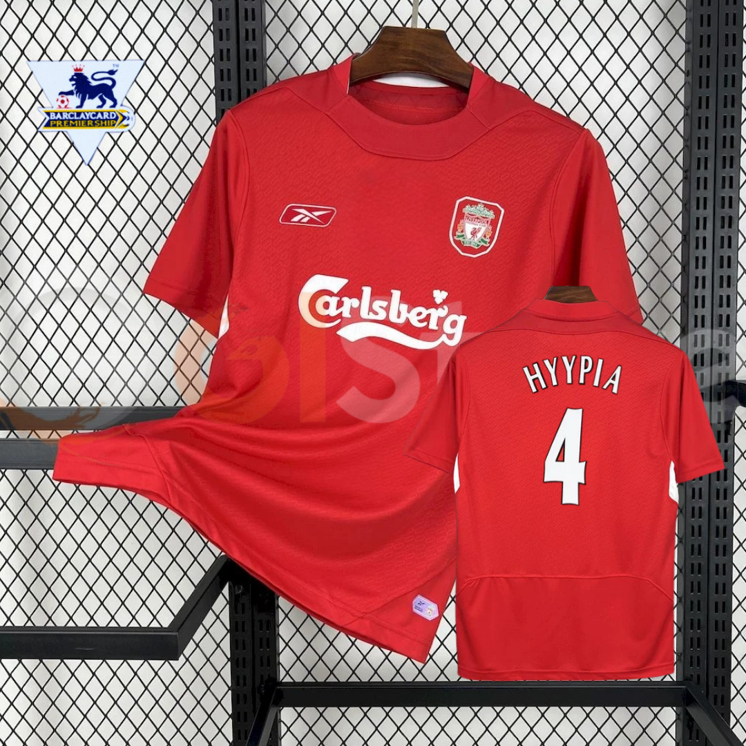 2004-2005 Liverpool Retro Red Home Short Sleeve Jersey #4 Hyypia Personalized PL Patch