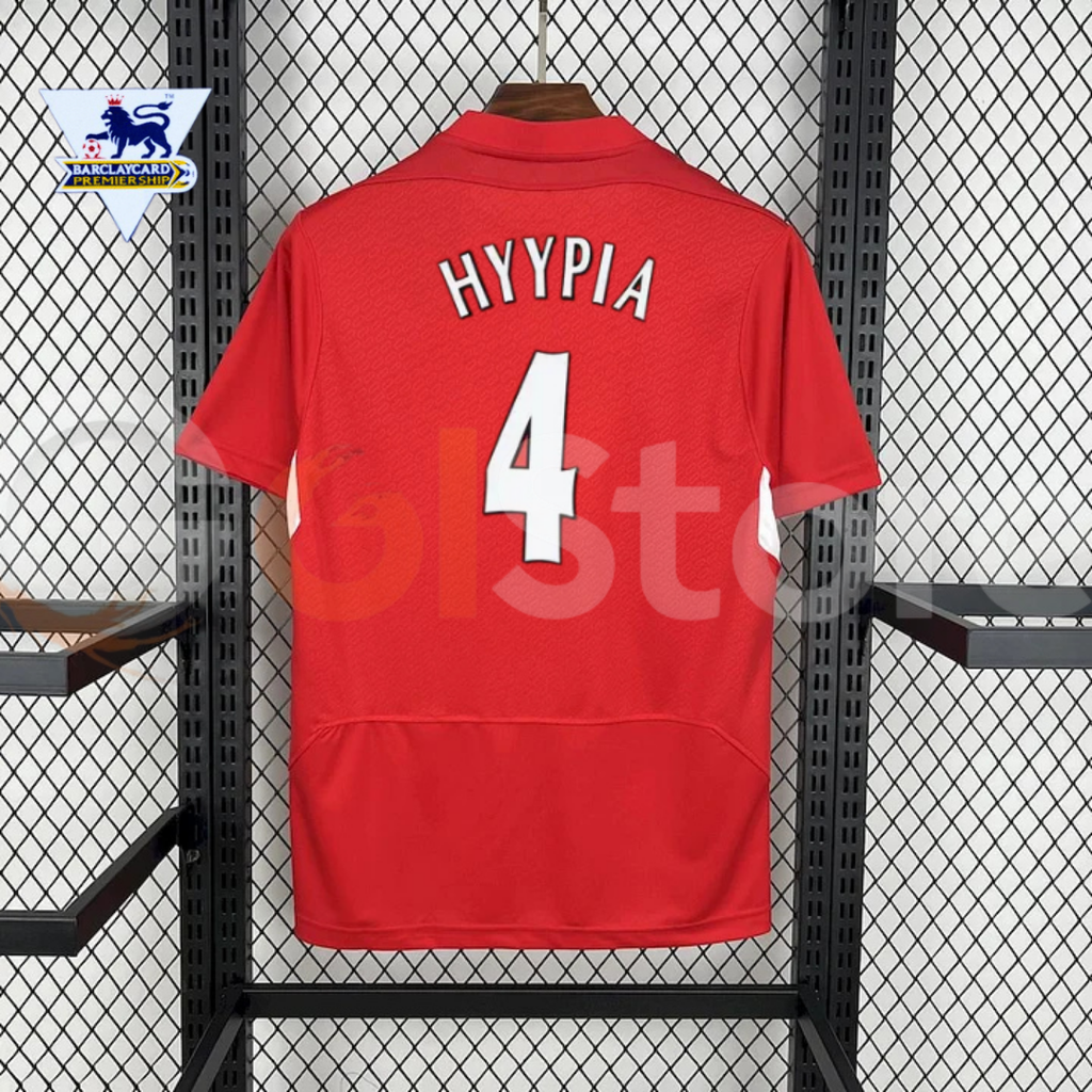2004-2005 Liverpool Retro Red Home Short Sleeve Jersey #4 Hyypia Personalized PL Patch