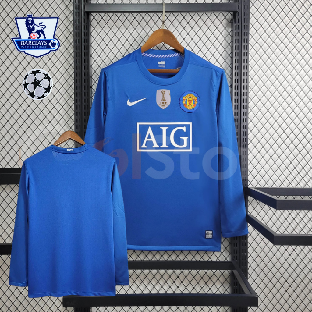 Manchester United 2008-2009 Retro Third Kit Long Sleeve Jersey UCL PL Personalized Rare