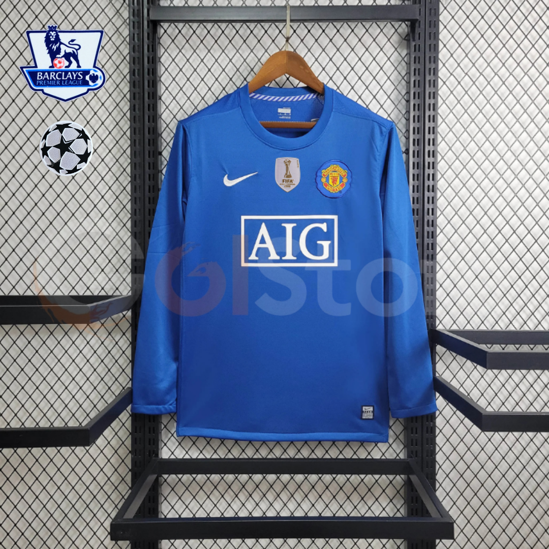 Manchester United 2008-2009 Retro Third Kit Long Sleeve Jersey UCL PL Personalized Rare