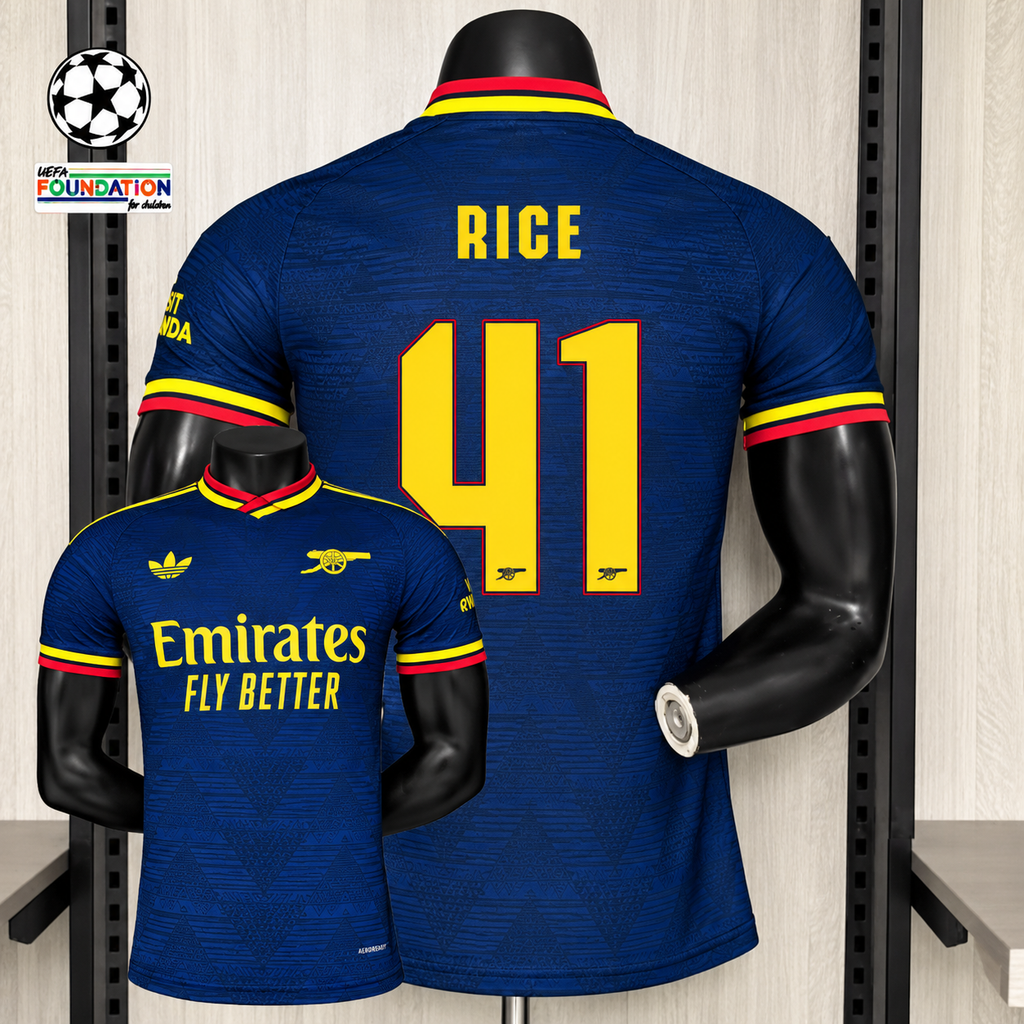 Arsenal FC 2026-27 Away Player Version Jersey | Rice #41 | UCL Patch | Sizes S–3XL