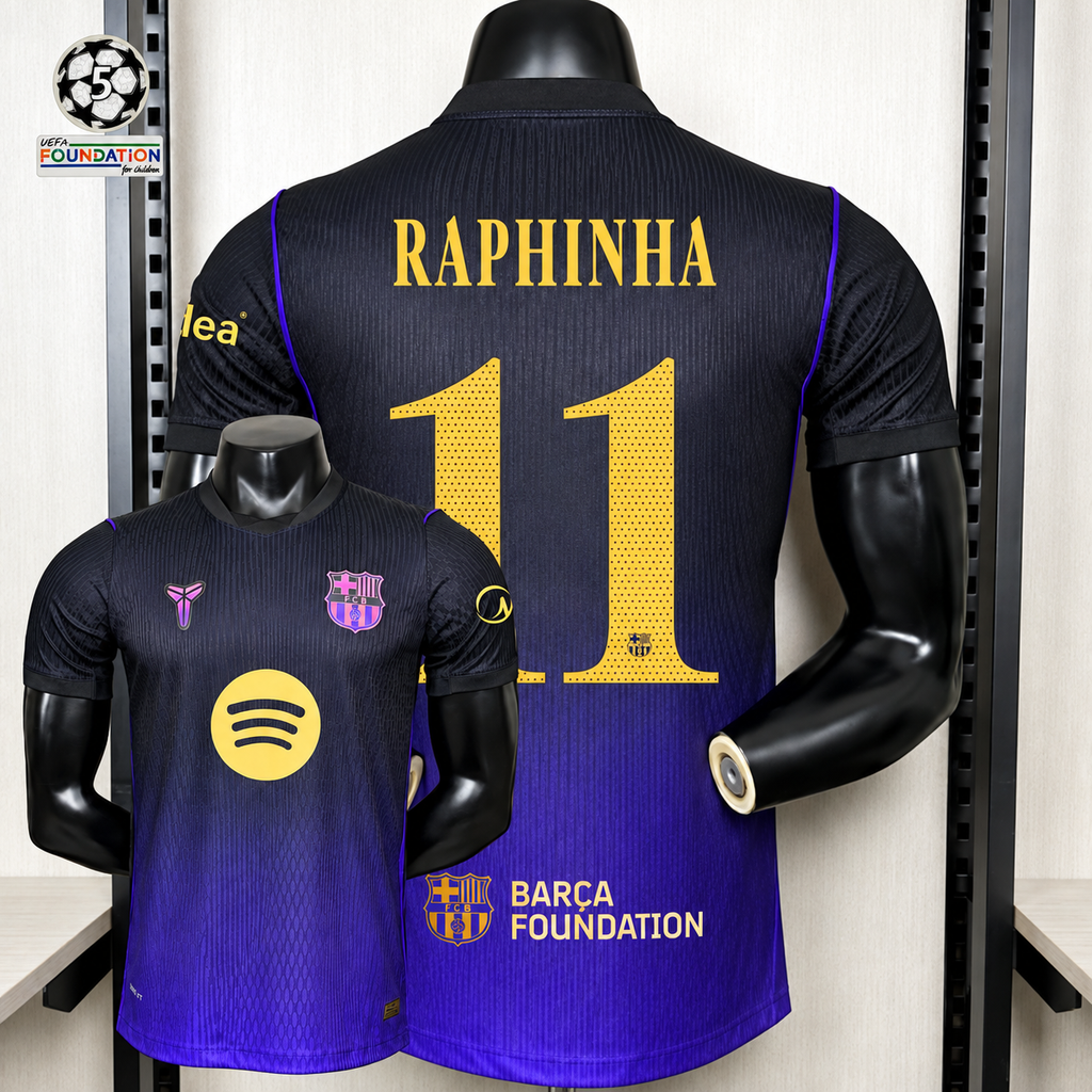 FC Barcelona 2026-27 Away Player Version Jersey | Raphinha #11 or Custom Name & Number | UCL Patch | S–3XL