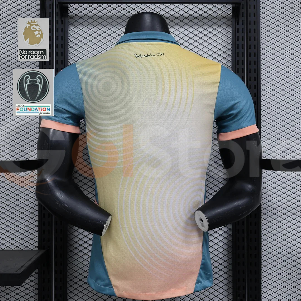 Manchester City 2024-2025 Third Away Jersey Player Version PL UCL Patch Personalized Haaland De Bruyne