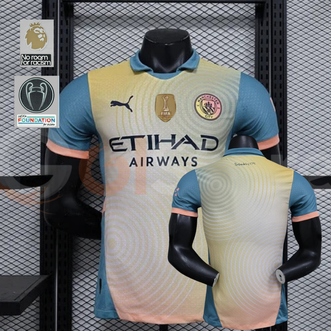 Manchester City 2024-2025 Third Away Jersey Player Version PL UCL Patch Personalized Haaland De Bruyne