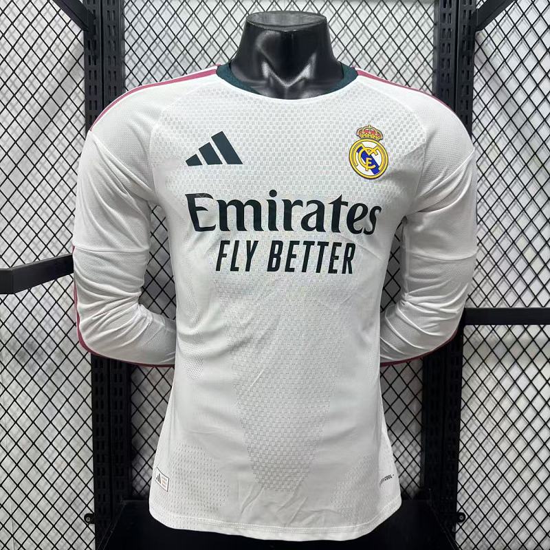 2026/27 Real Madrid Player Version Home Long Sleeve White Jersey UCL Personalized