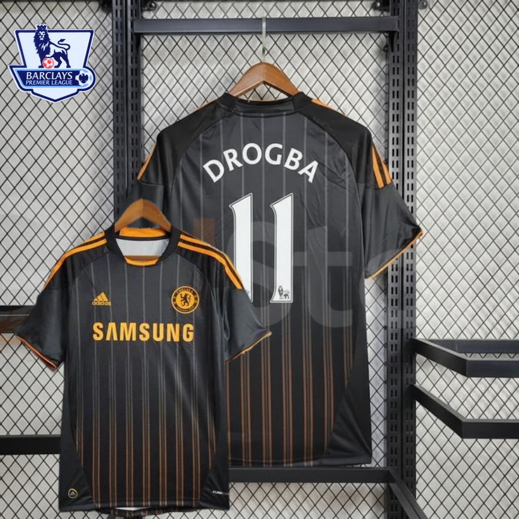 Chelsea FC 2010-2011 Retro Away Short Sleeve Jersey #11 Drogba Personalized PL Patch