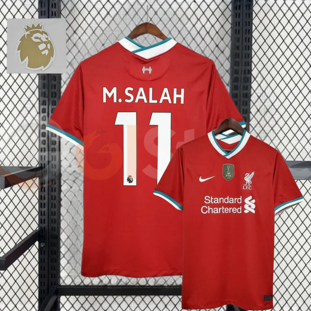 2020-2021 Liverpool Retro Red Home Short Sleeve Jersey #11 Salah Personalized PL Patch