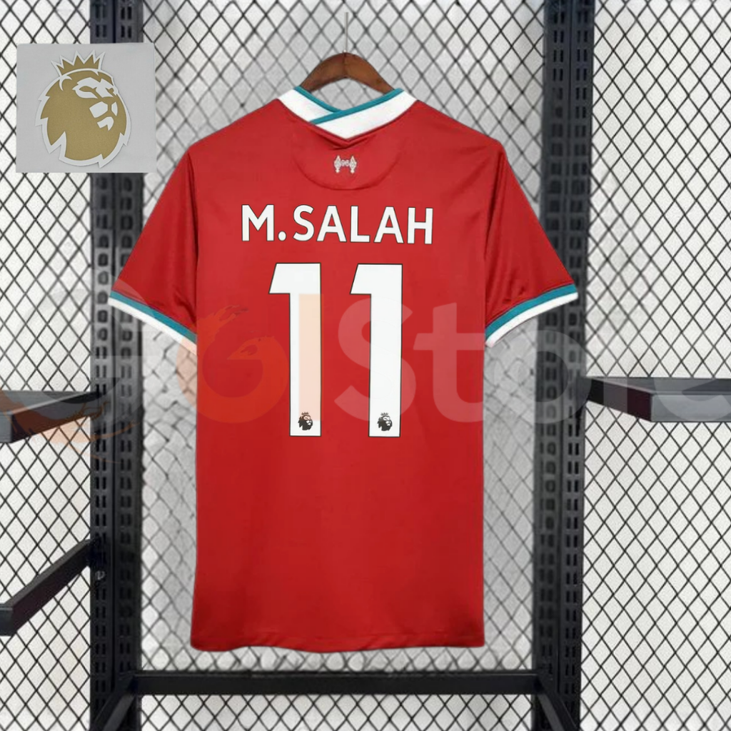 2020-2021 Liverpool Retro Red Home Short Sleeve Jersey #11 Salah Personalized PL Patch