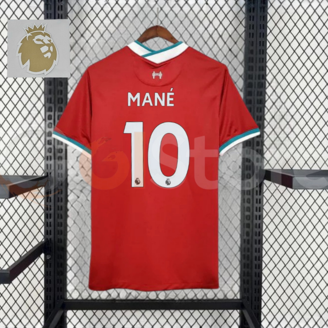 2020-2021 Liverpool Retro Red Home Short Sleeve Jersey #10 Mane Personalized PL Patch