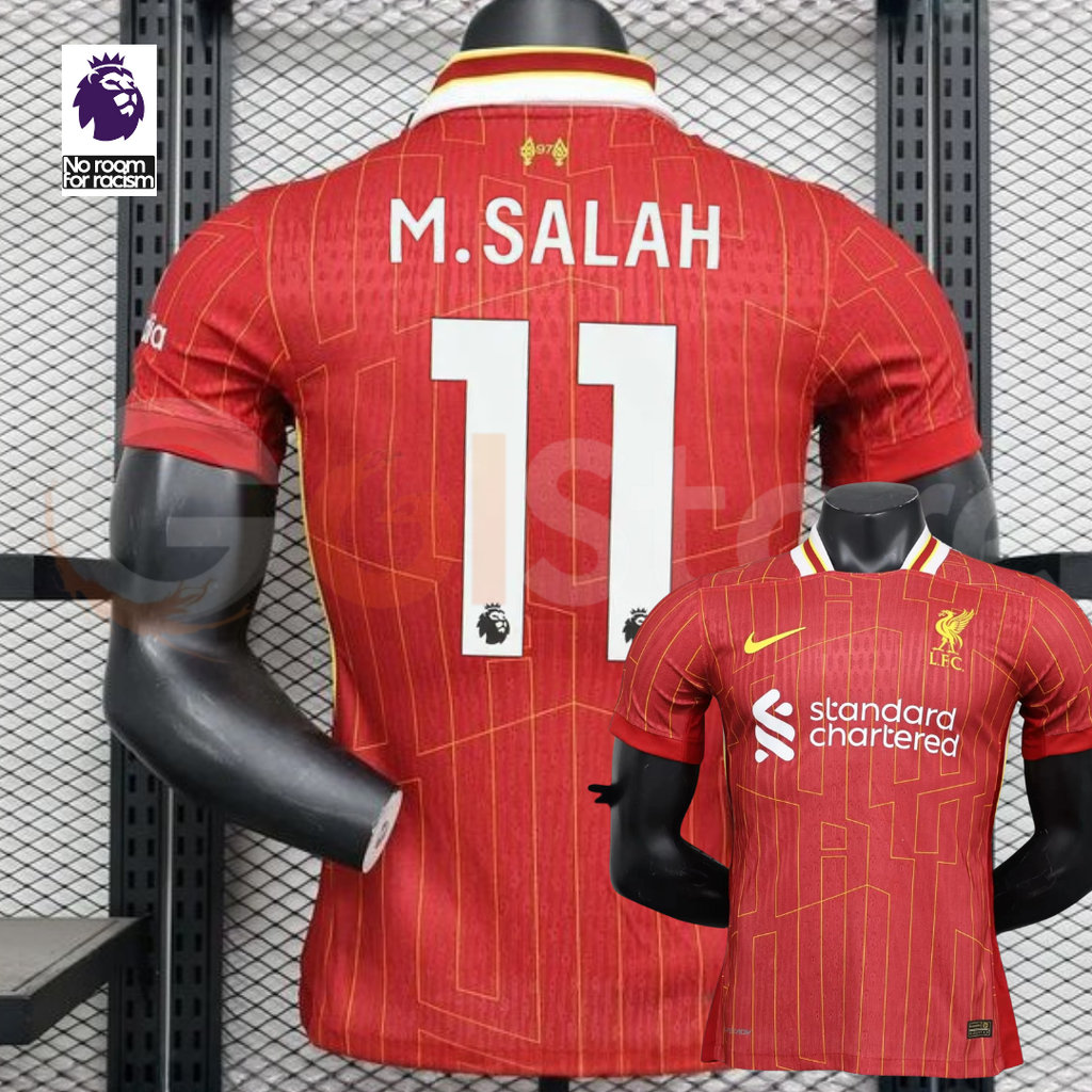 2024-2025 Liverpool Player Version Home Short Sleeve Jersey #11 Salah Personalized PL Patch