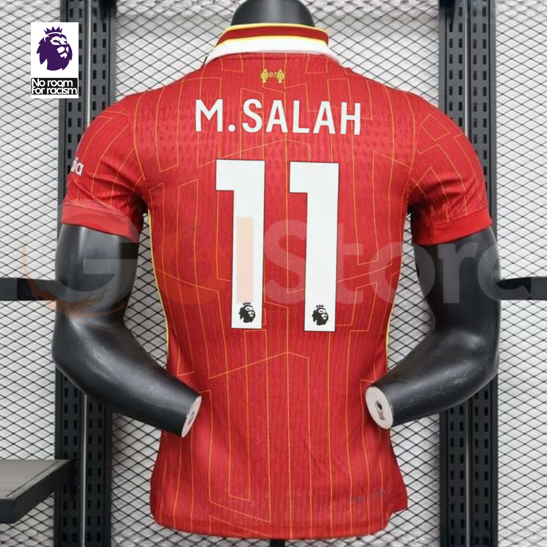 2024-2025 Liverpool Player Version Home Short Sleeve Jersey #11 Salah Personalized PL Patch