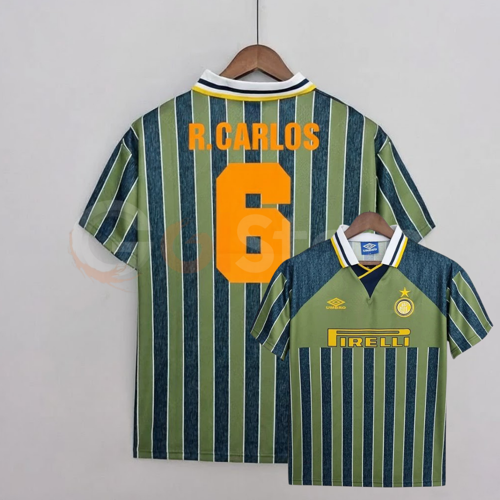 Inter Milan 1995-1996 Retro Away Short Sleeve Jersey #6 R. Carlos Personalized