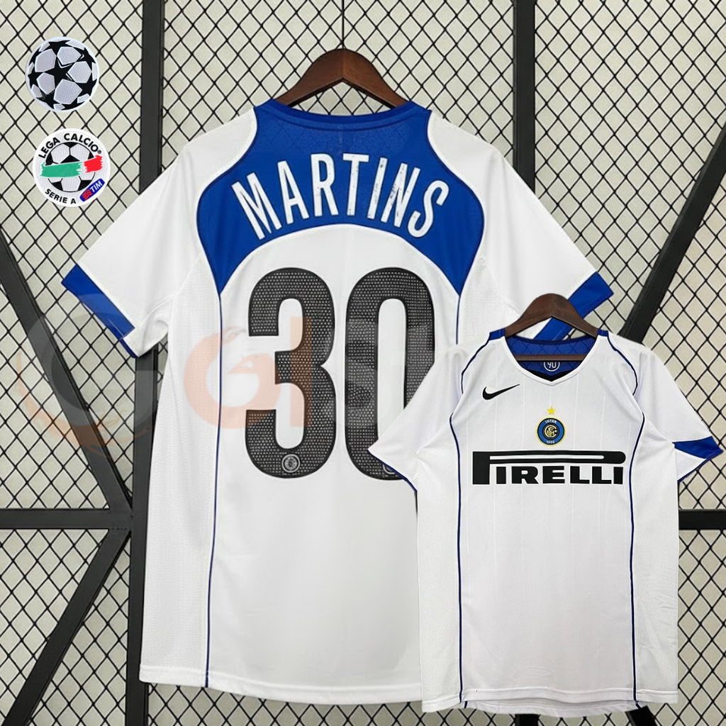 Inter Milan 2004-2005 Retro Away Short Sleeve Jersey #30 Martins Personalized Serie A UCL Patch